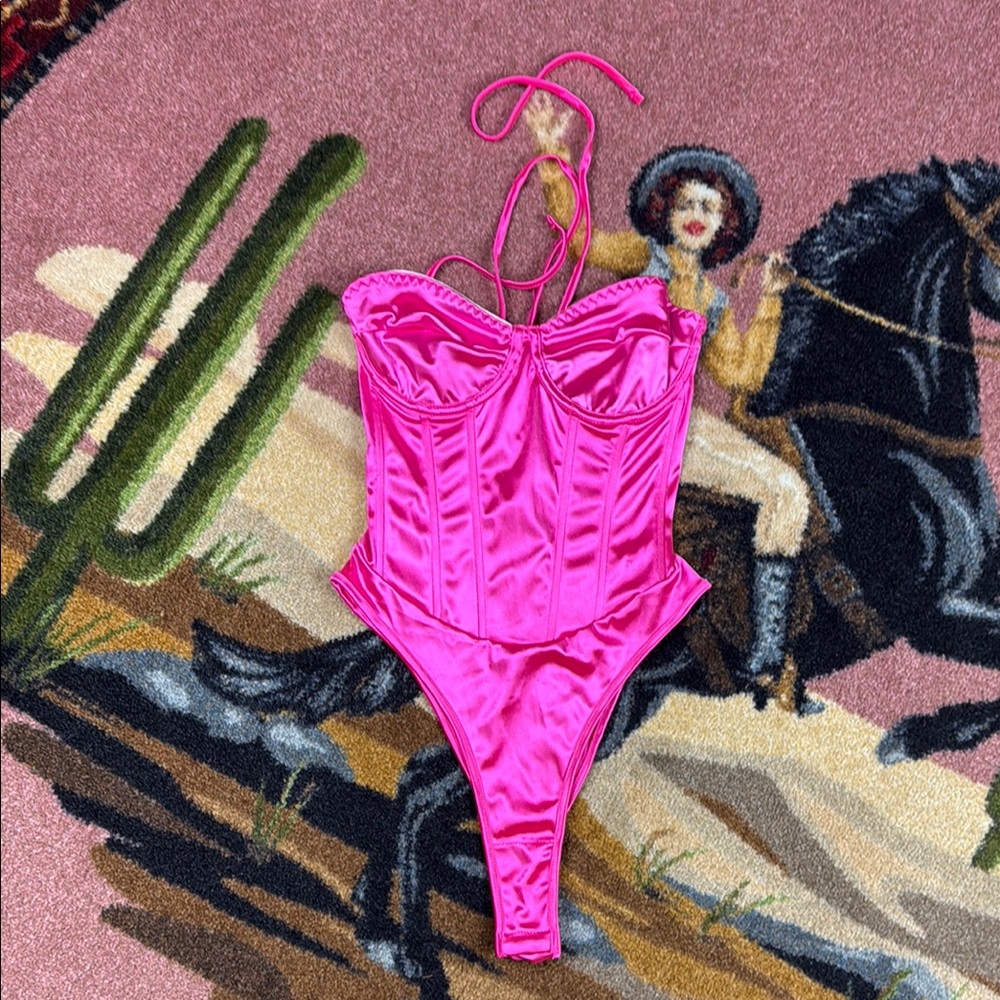 PINK SATIN BODYSUIT